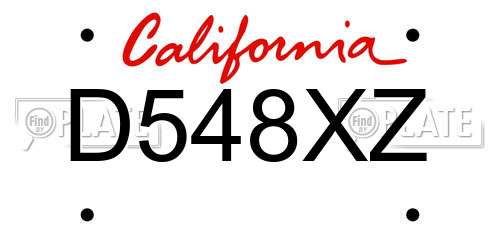 D548XZ California License Plate