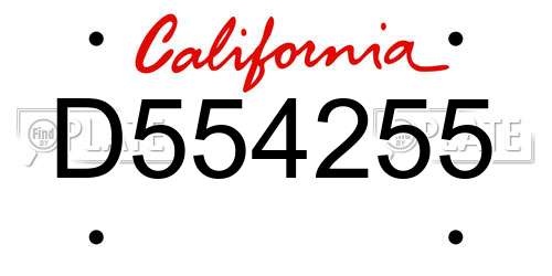 D554255 California License Plate