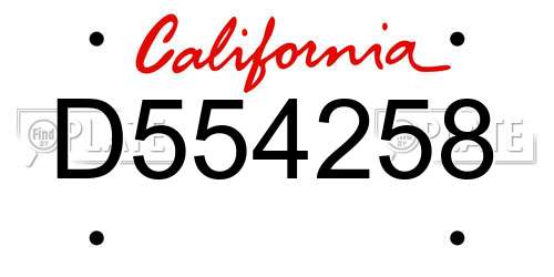 D554258 California License Plate