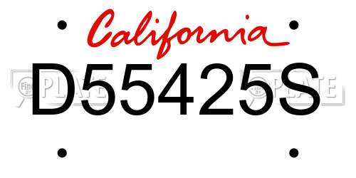D55425S California License Plate