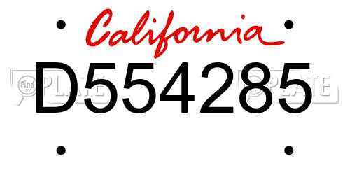 D554285 California License Plate