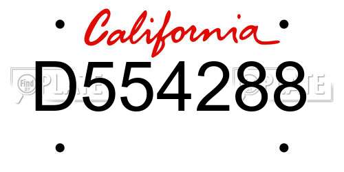 D554288 California License Plate