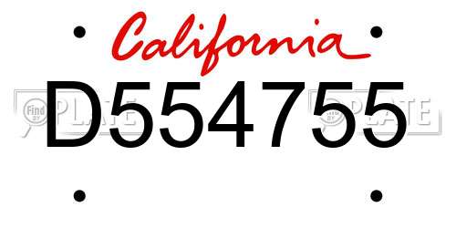 D554755 California License Plate