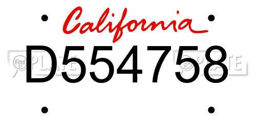 D554758 California License Plate