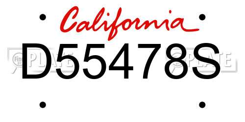 D55478S California License Plate