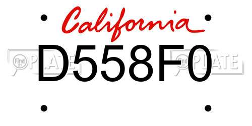 D558F0 California License Plate