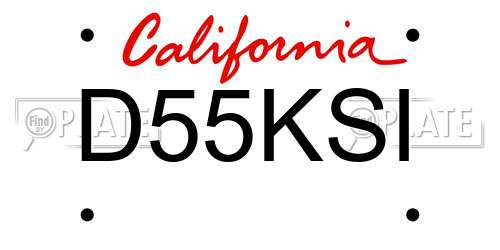 D55KSI California License Plate