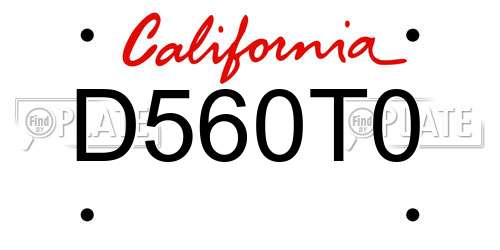 D560T0 California License Plate