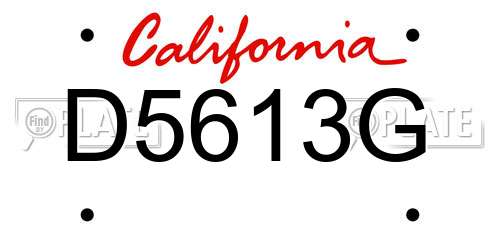 D5613G California License Plate
