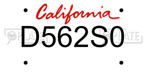 D562S0 California License Plate