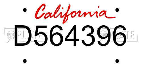 D564396 California License Plate