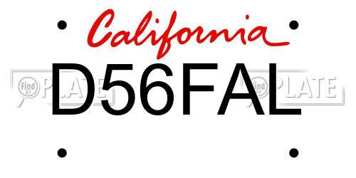 D56FAL California License Plate