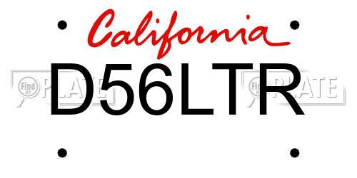D56LTR California License Plate