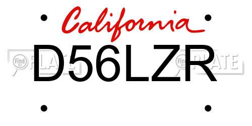 D56LZR California License Plate