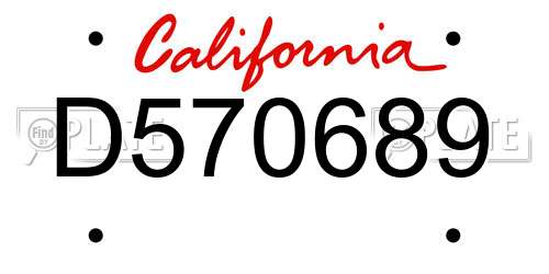 D570689 California License Plate