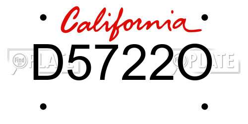 D5722O California License Plate