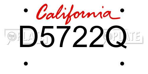 D5722Q California License Plate