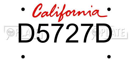 D5727D California License Plate