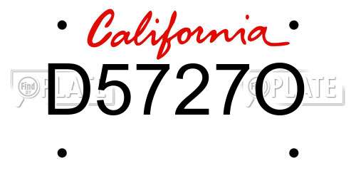 D5727O California License Plate