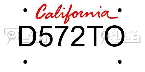 D572TO California License Plate