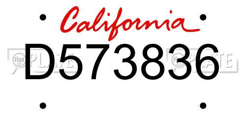 D573836 California License Plate
