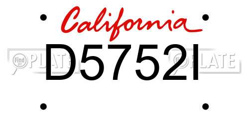 D5752I California License Plate