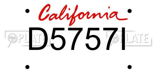 D5757I California License Plate