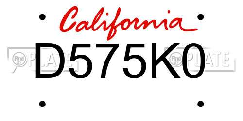 D575K0 California License Plate