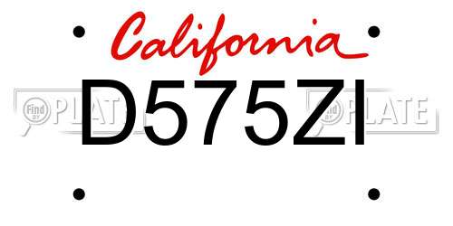D575ZI California License Plate
