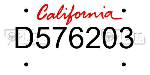 D576203 California License Plate