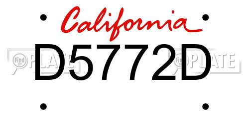 D5772D California License Plate