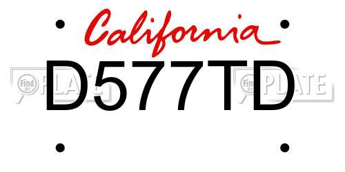 D577TD California License Plate