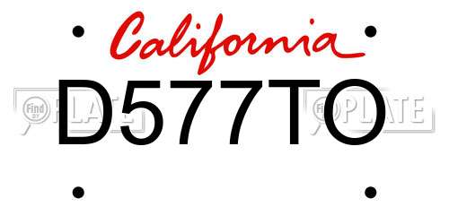 D577TO California License Plate