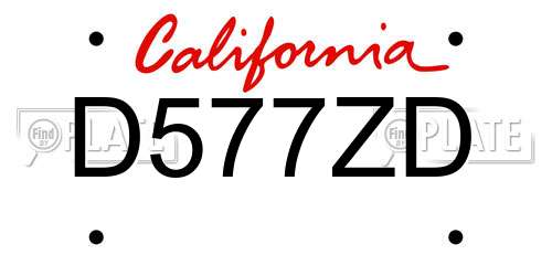 D577ZD California License Plate