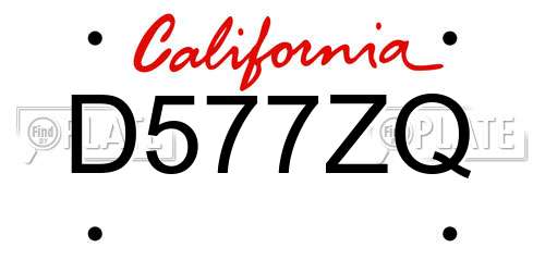 D577ZQ California License Plate