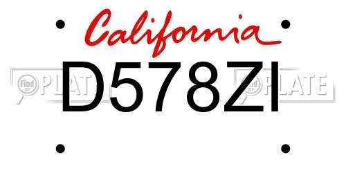 D578ZI California License Plate