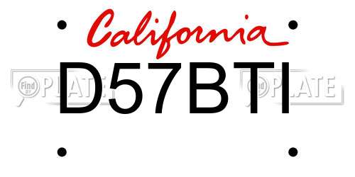 D57BTI California License Plate