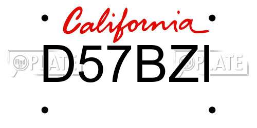 D57BZI California License Plate