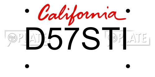 D57STI California License Plate
