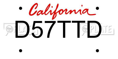 D57TTD California License Plate