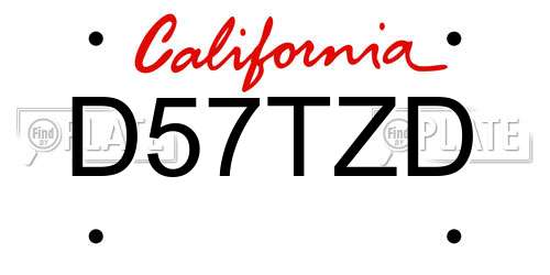 D57TZD California License Plate