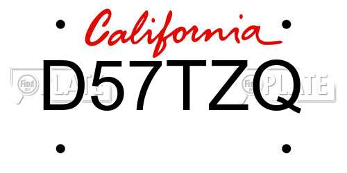 D57TZQ California License Plate