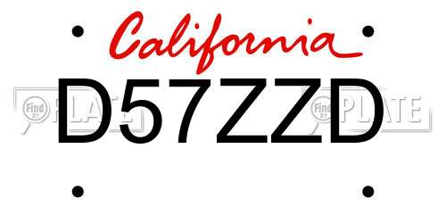 D57ZZD California License Plate