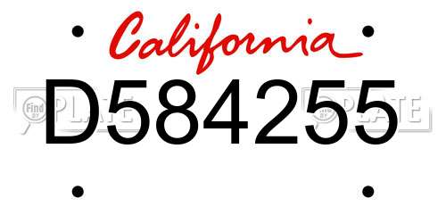 D584255 California License Plate