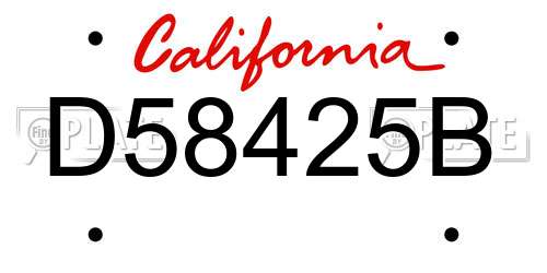 D58425B California License Plate