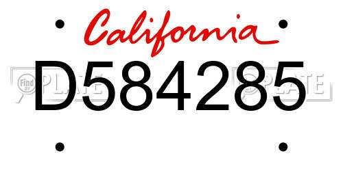 D584285 California License Plate
