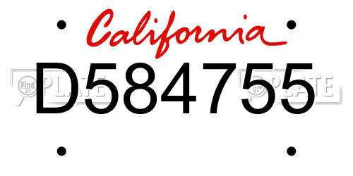 D584755 California License Plate