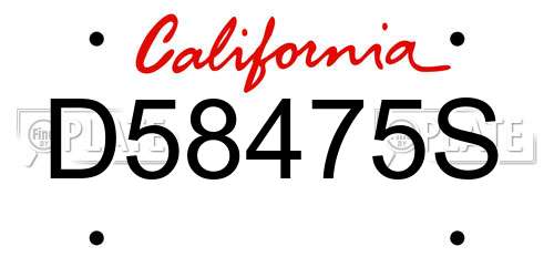 D58475S California License Plate