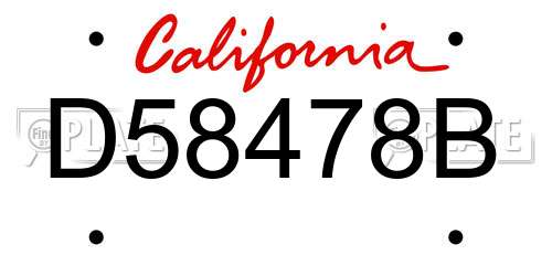 D58478B California License Plate