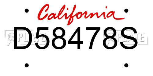 D58478S California License Plate